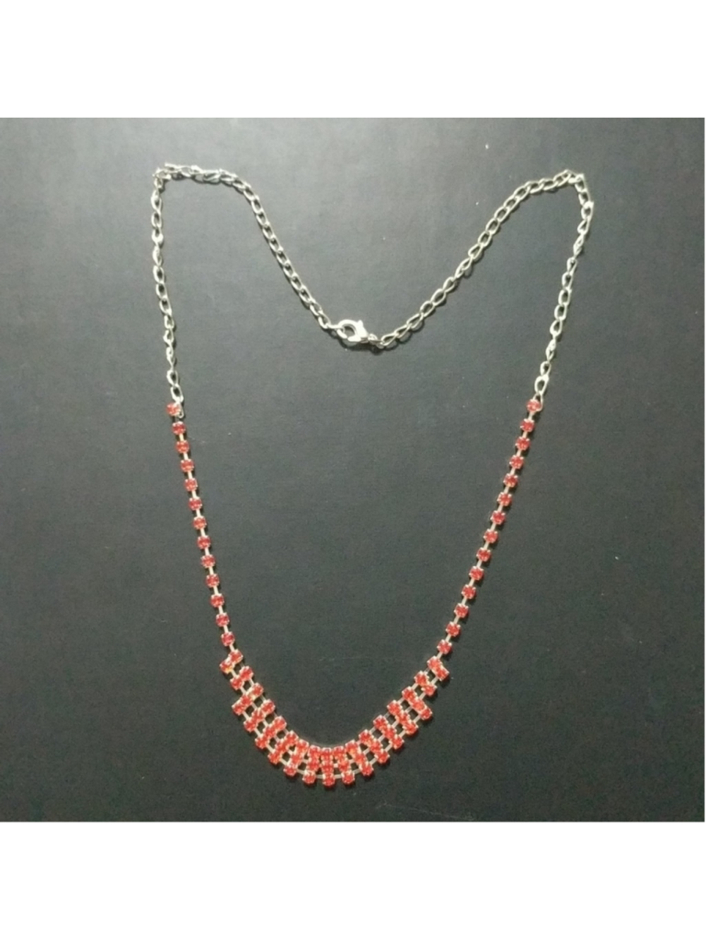 Red Rhinestone Statement Necklace